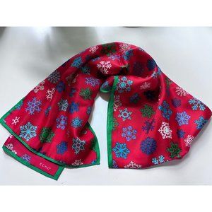 ECHO Holiday Long Scarf, Snowflakes, Red/Green, Christmas, 10" x 53"